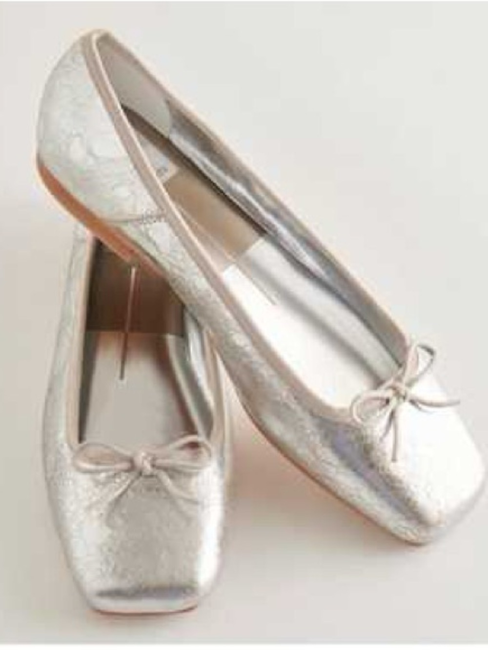Dolce Vita Women's Metallic Silver Ballet Flats with Bow